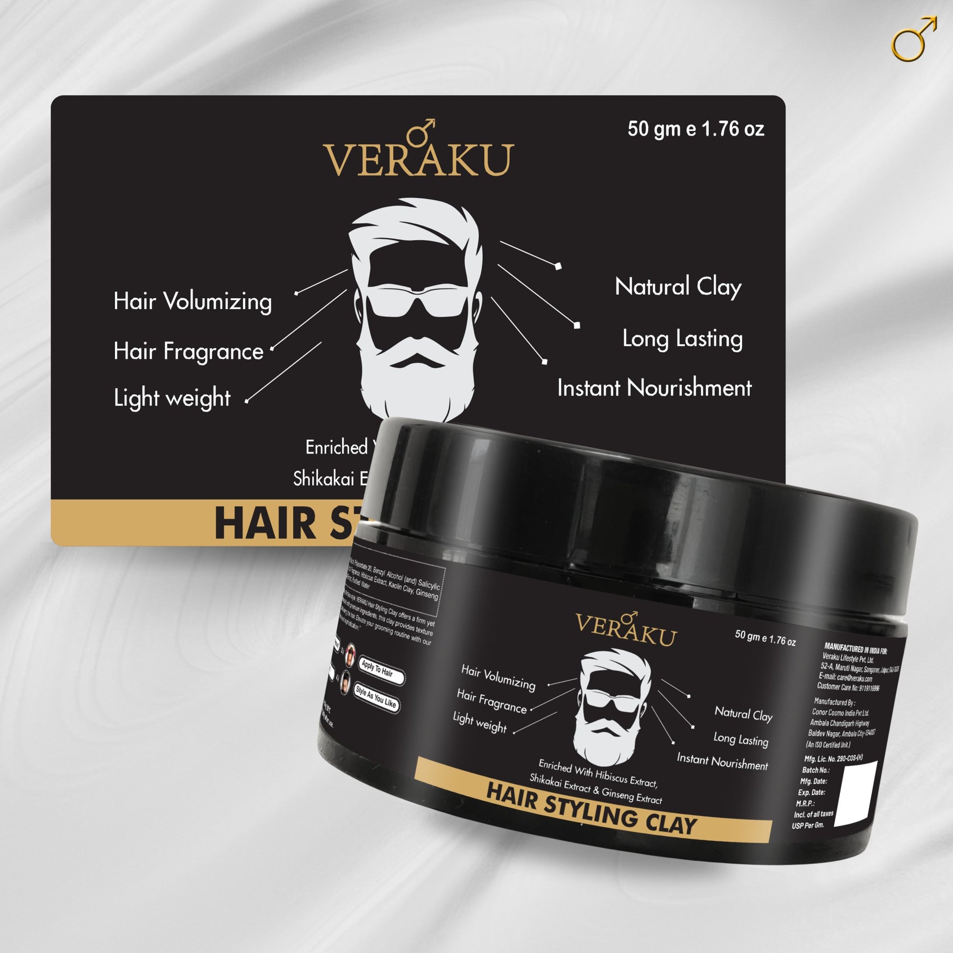 Hair Styling Clay | Long Lasting | Hair Volumizing | Natural Clay | For Men (50 gm) - Veraku