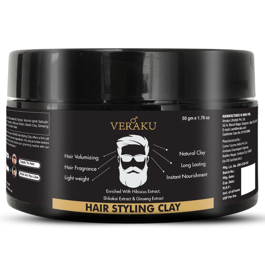 Hair Styling Clay | Long Lasting | Hair Volumizing | Natural Clay | For Men (50 gm) - Veraku
