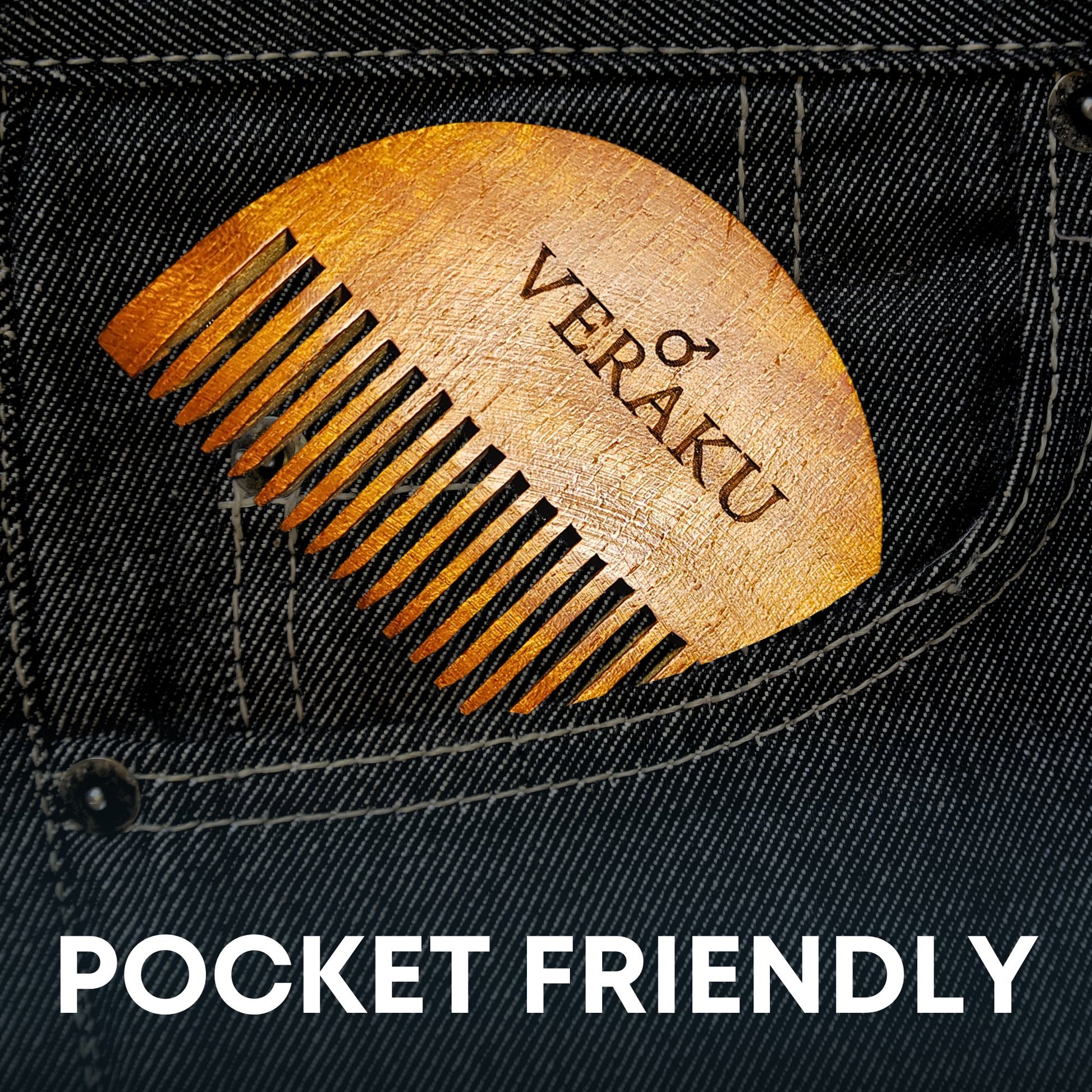 Neem Wood Beard Comb | Pocket Friendly | for Beard Detangling & Styling - Veraku